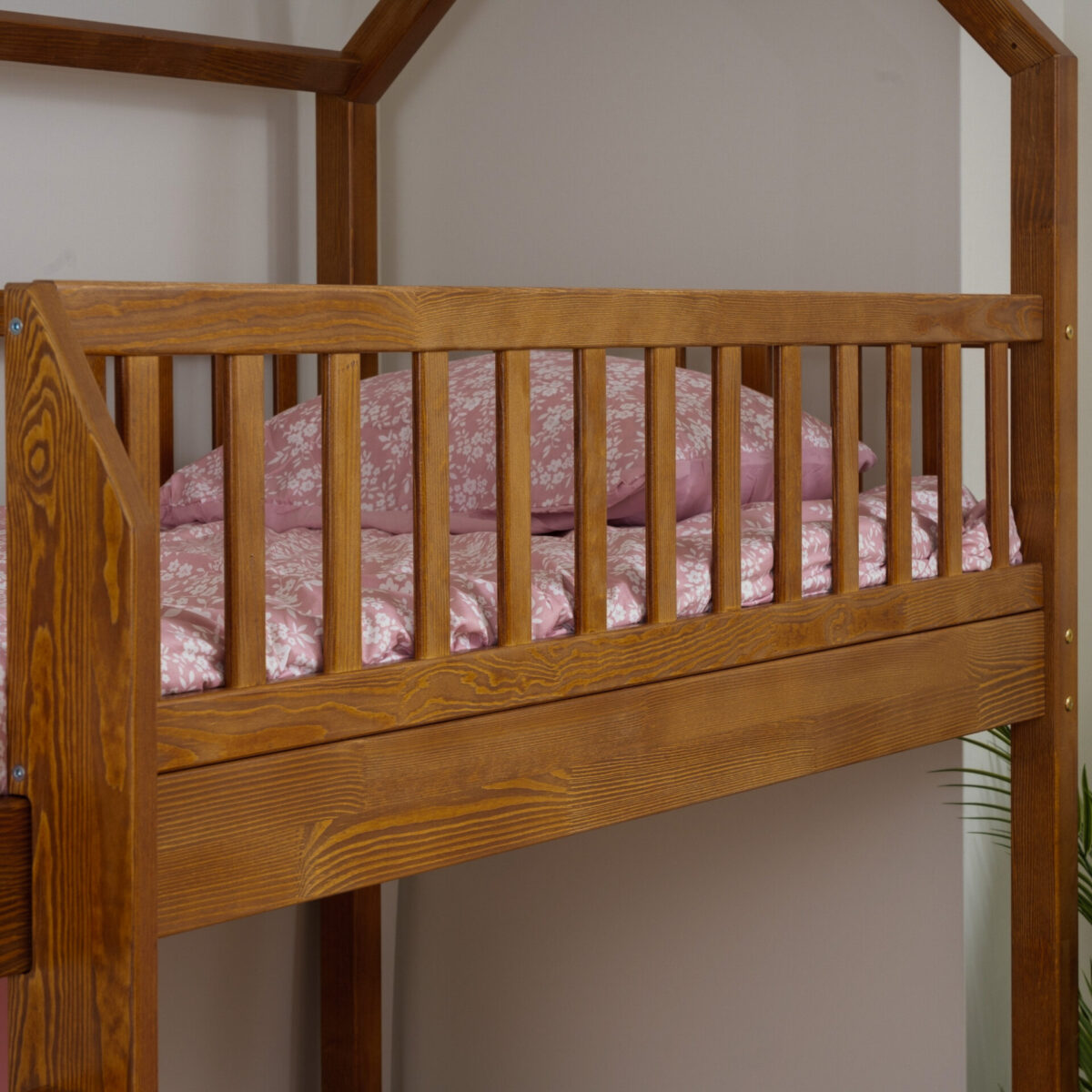 KOSMO Long Loft Bed – Retro (1) KOSMO Long Loft Bed in pine wood, Retro