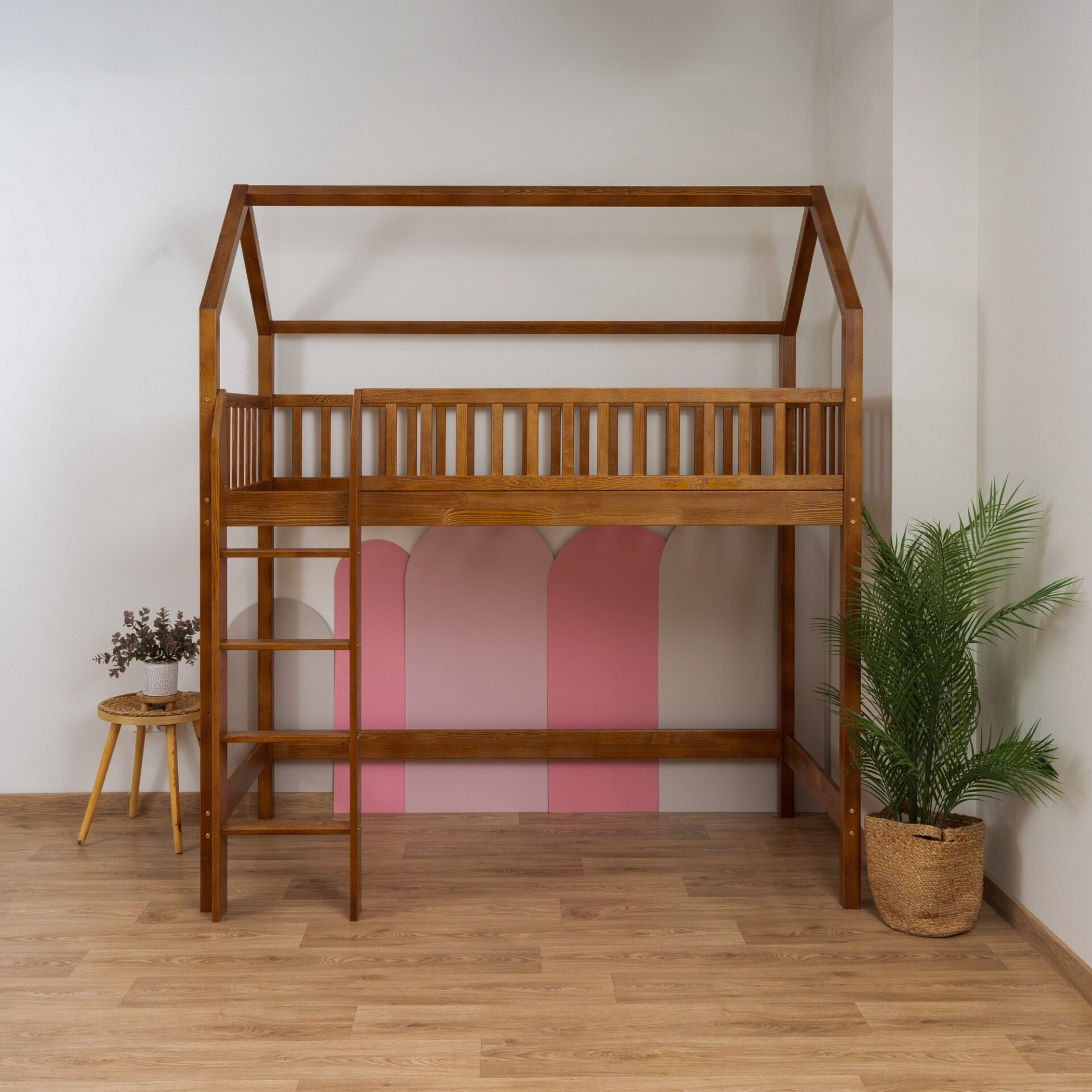 KOSMO Long Loft Bed – Retro (4) KOSMO Long Loft Bed in pine wood, Retro