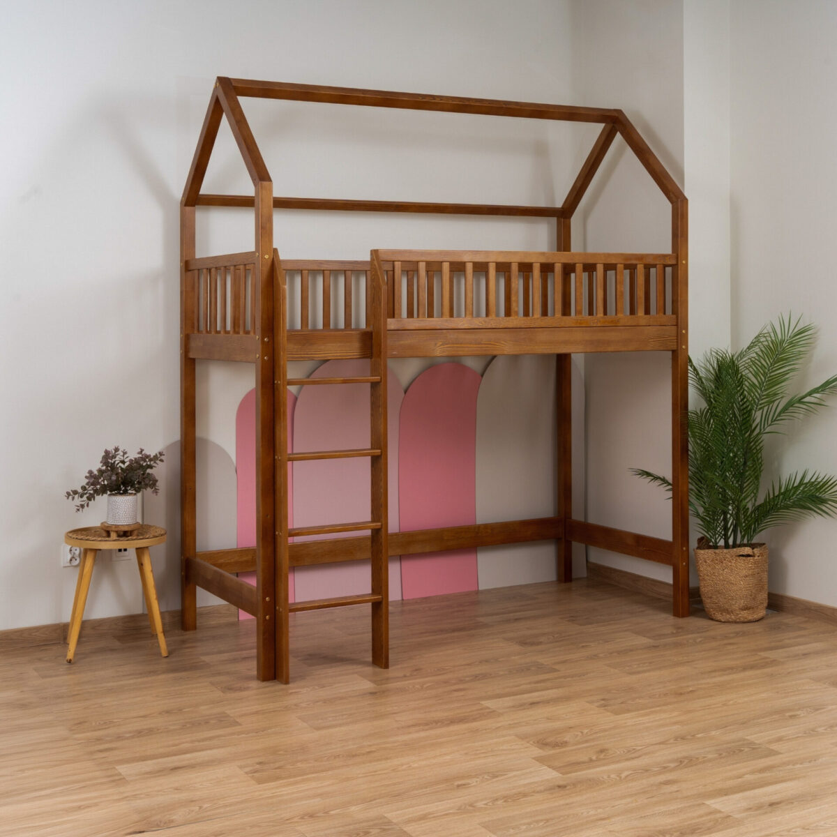 KOSMO Long Loft Bed – Retro (5) KOSMO Long Loft Bed in pine wood, Retro