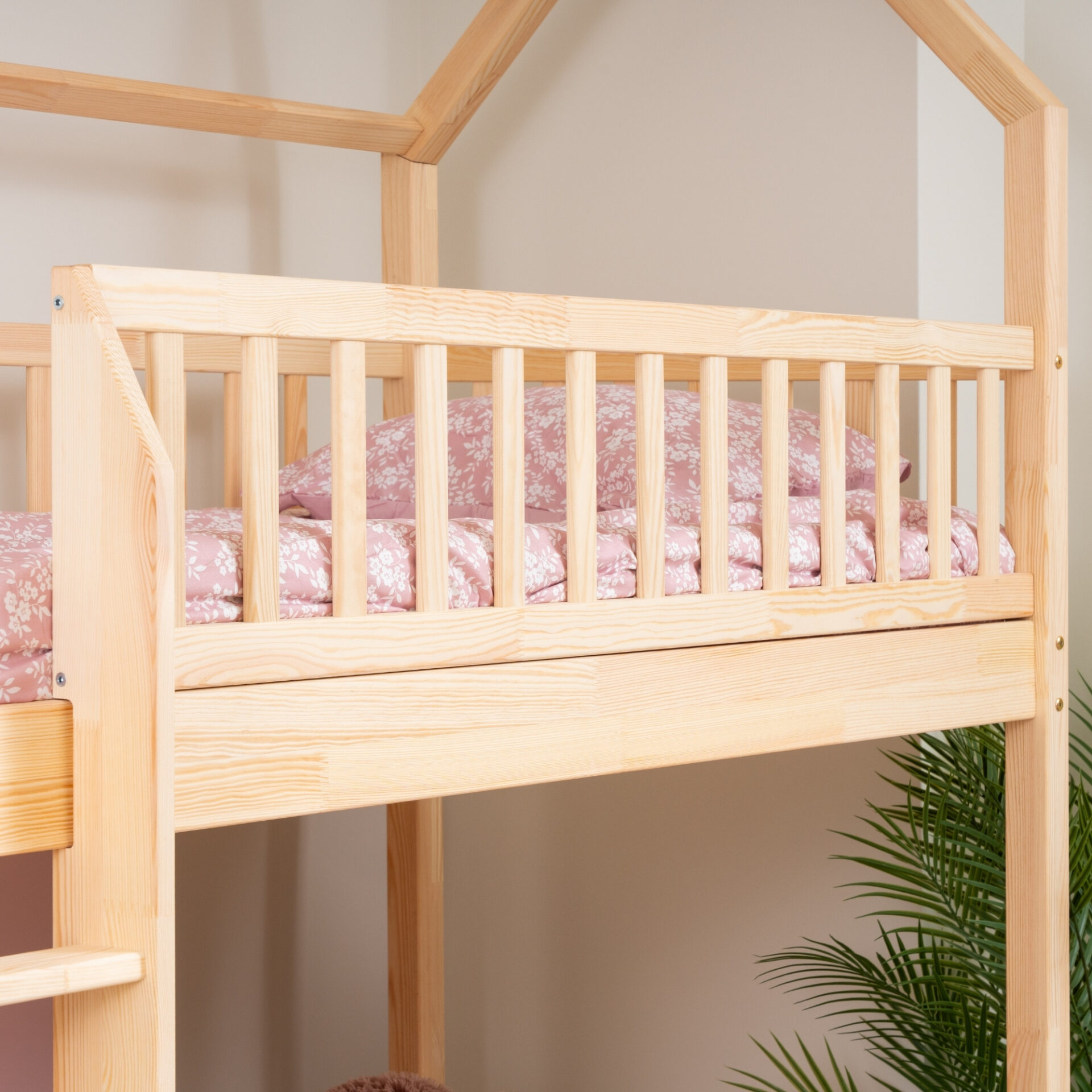 KOSMO Long Loft Bed – natural pine (5) KOSMO Long Loft Bed in pine wood, natural pine