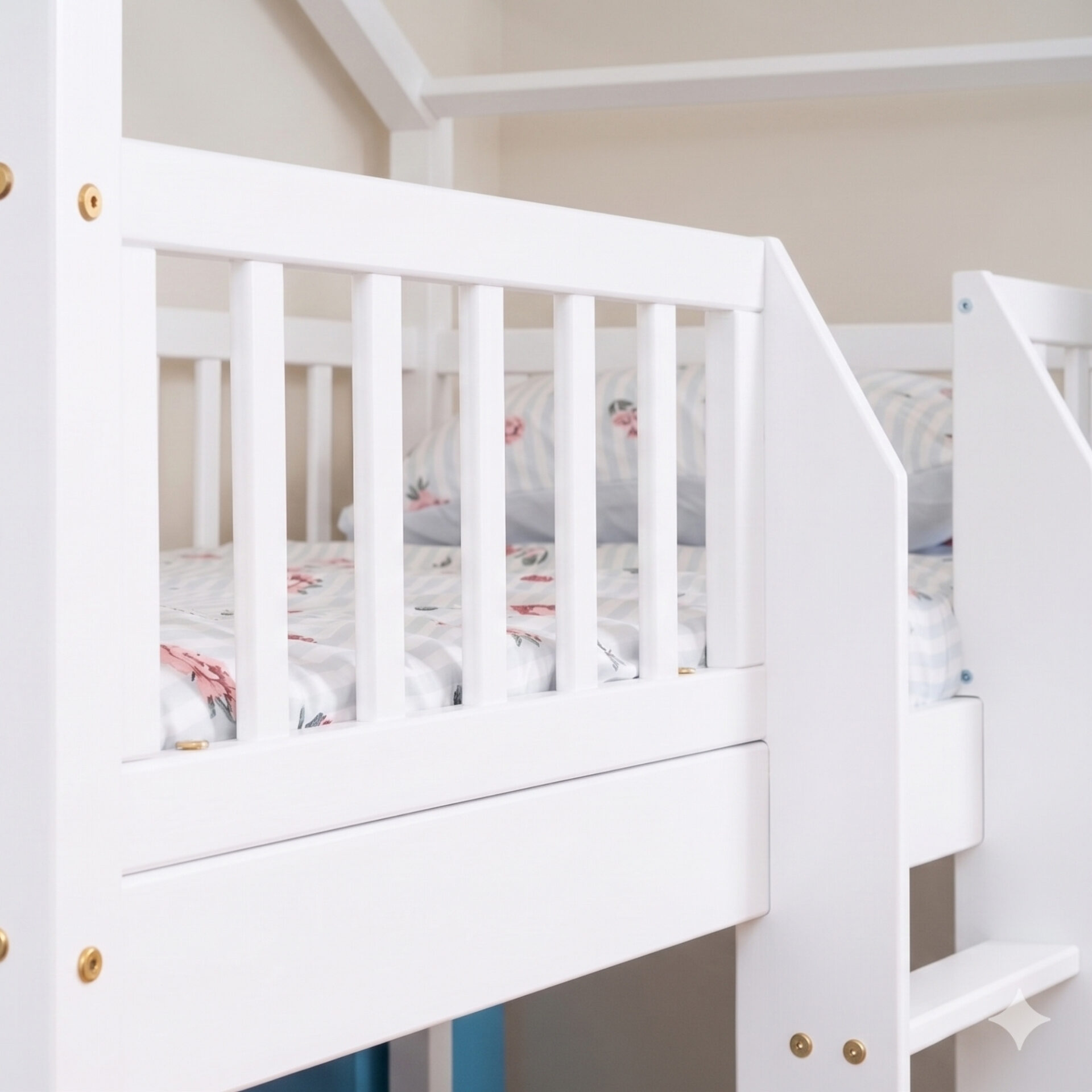 KOSMO Short Bunk Bed in pine wood, white