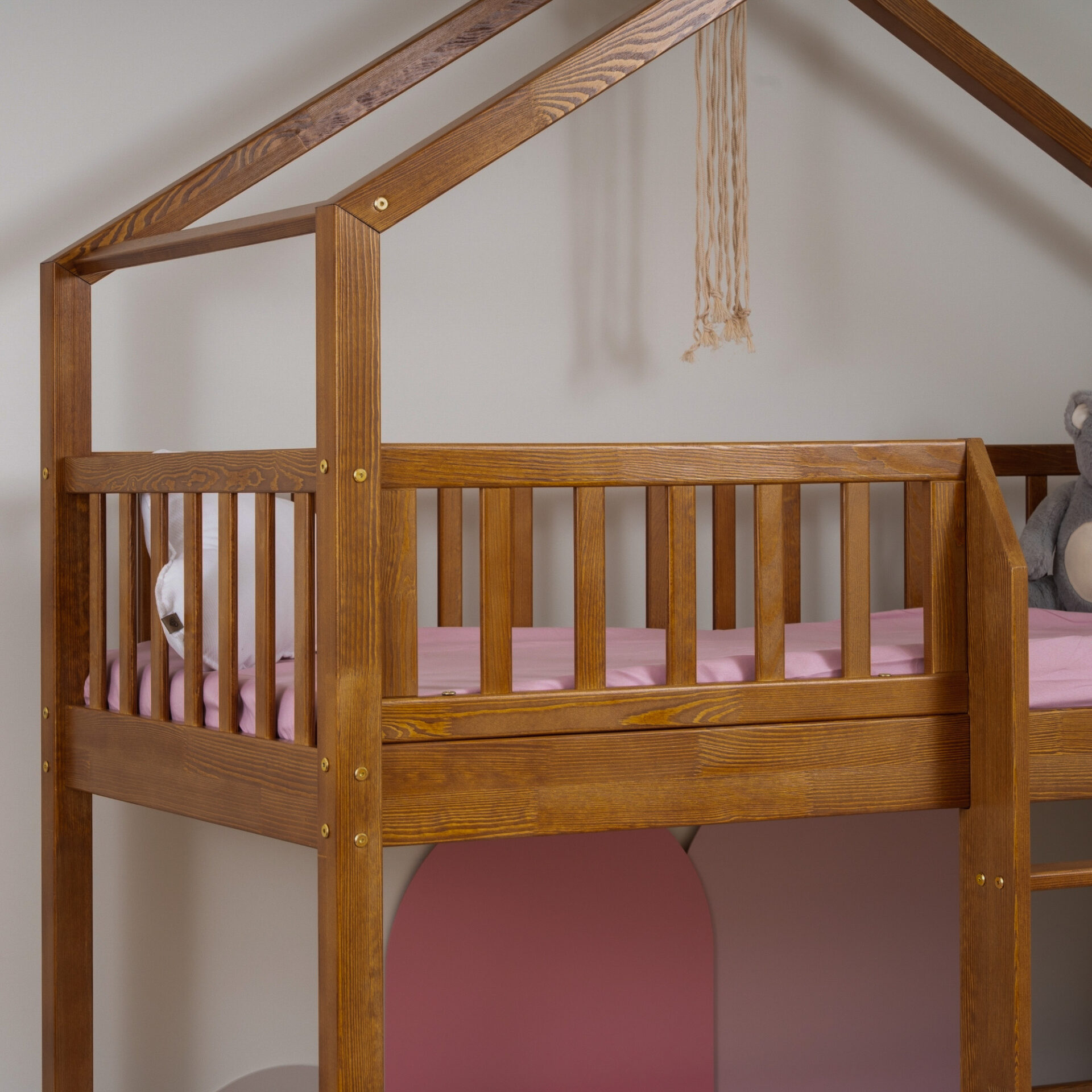 KOSMO Short Bunk Bed in pine wood, Retro
