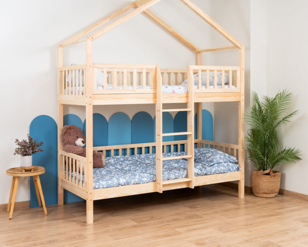 KOSMO Short Bunk Bed – natural pine (3) KOSMO Short Bunk Bed in pine wood, natural pine