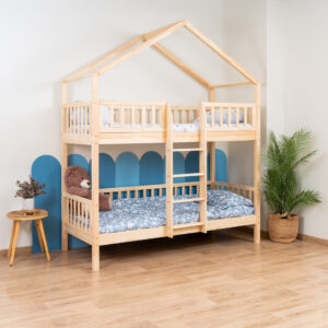 KOSMO Short Bunk Bed in pine wood, natural pine