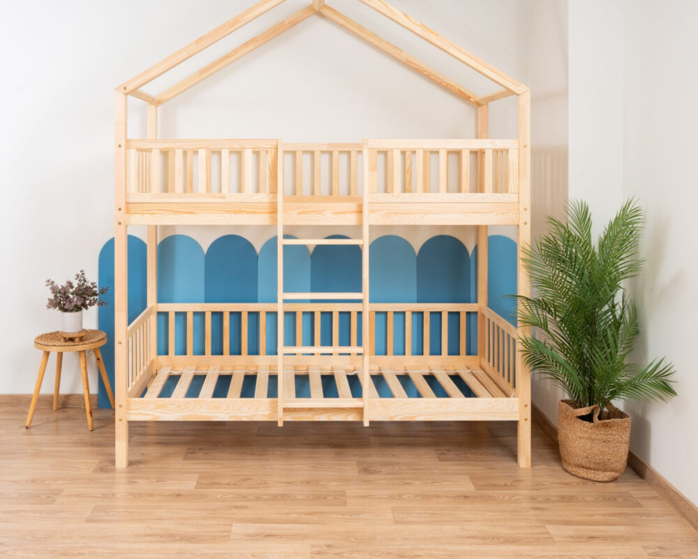 KOSMO Short Bunk Bed in pine wood, natural pine