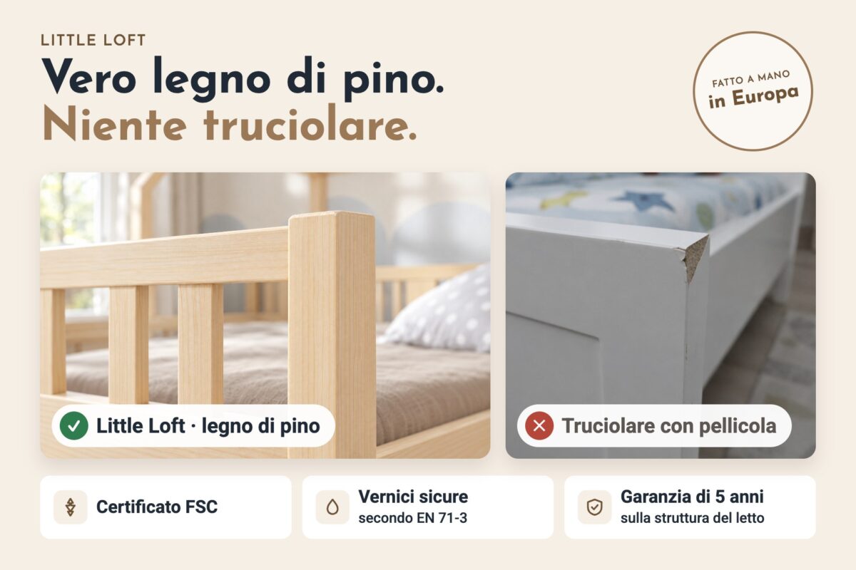 Vero legno di pino, niente truciolare – letto per bambini Little Loft