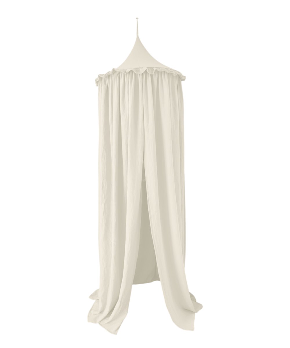 Muslin Canopy with Ruffle – Ceiling Mounted – Ecru Muslin Canopy with Ruffle – Ceiling Mounted – Ecru