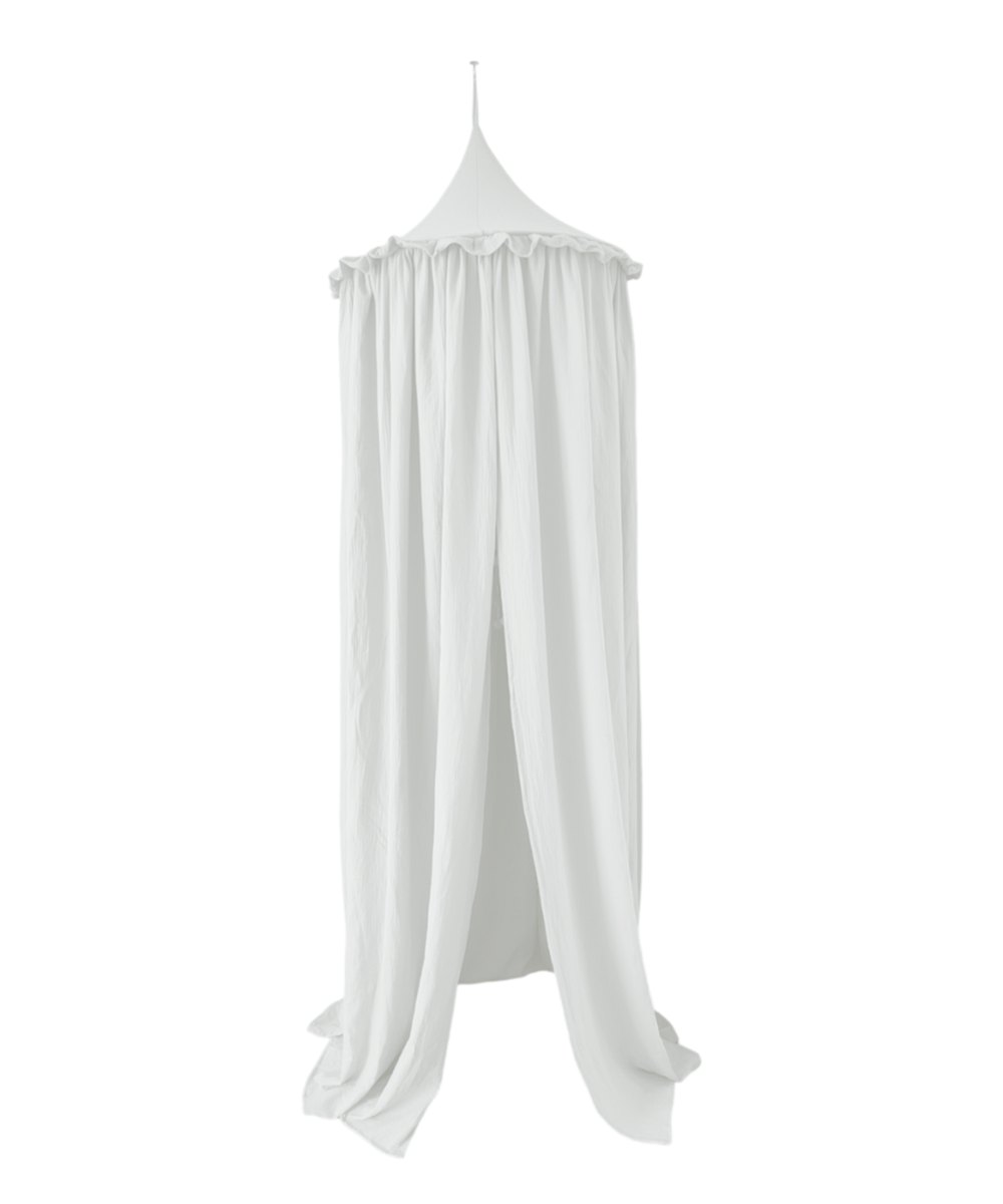 Muslin Canopy with Ruffle – Ceiling Mounted – White Muslin Canopy with Ruffle – Ceiling Mounted – White