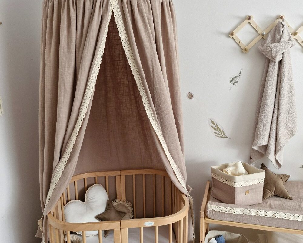 Muslin Canopy with Lace – Ceiling Mounted Muslin Canopy with Lace – Ceiling Mounted