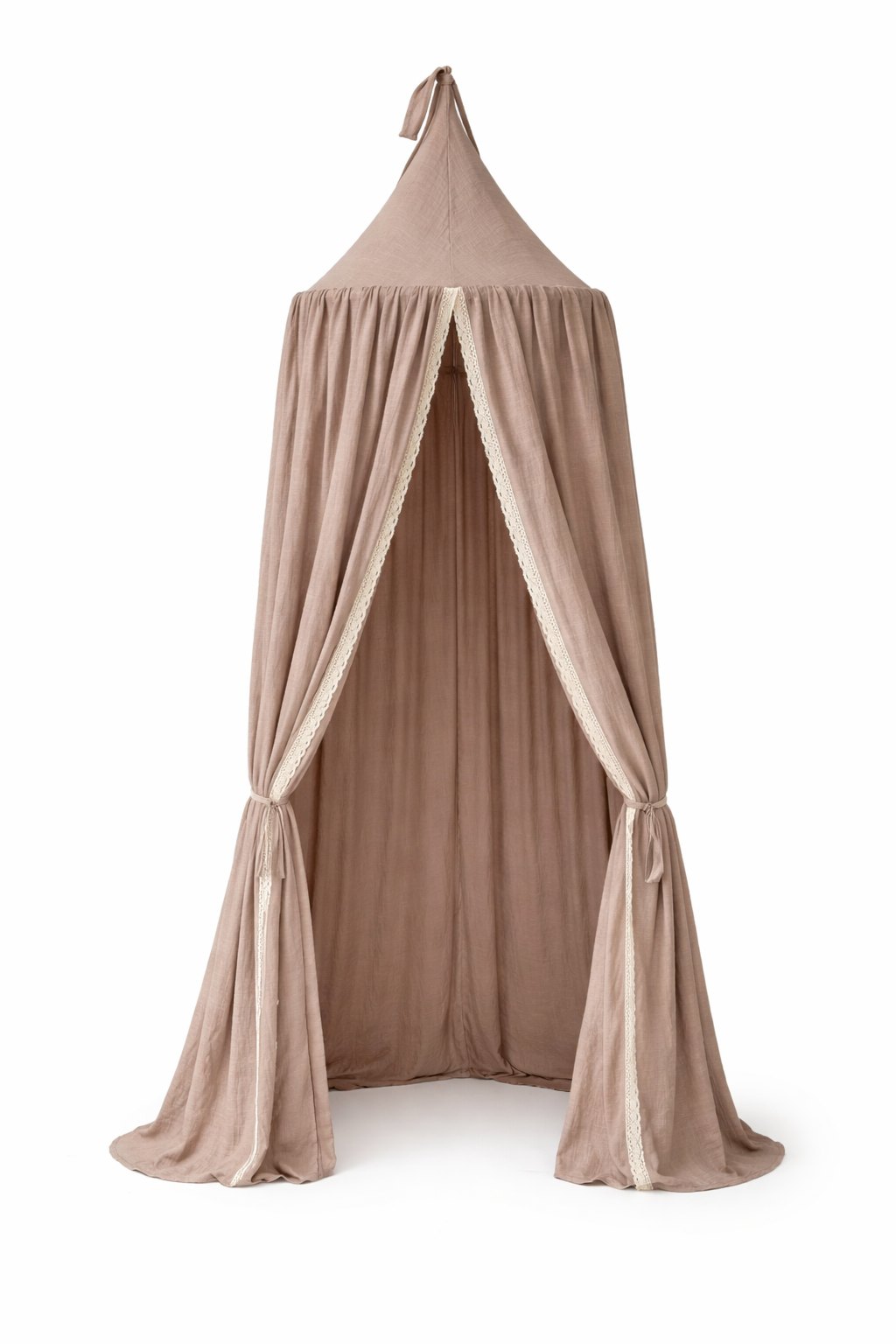 Muslin Canopy with Lace – Ceiling Mounted – Beige