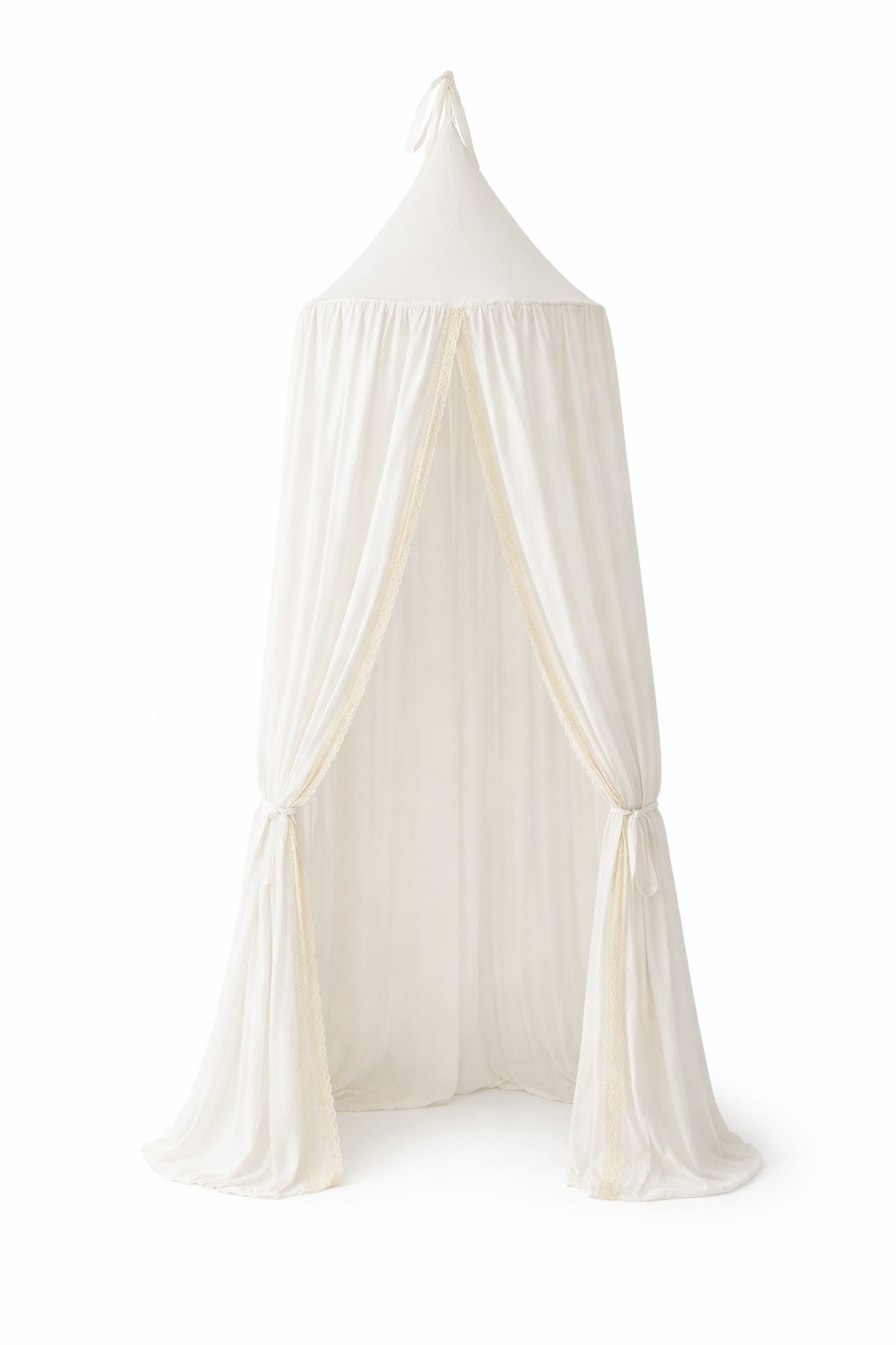 Muslin Canopy with Lace – Ceiling Mounted – Ecru