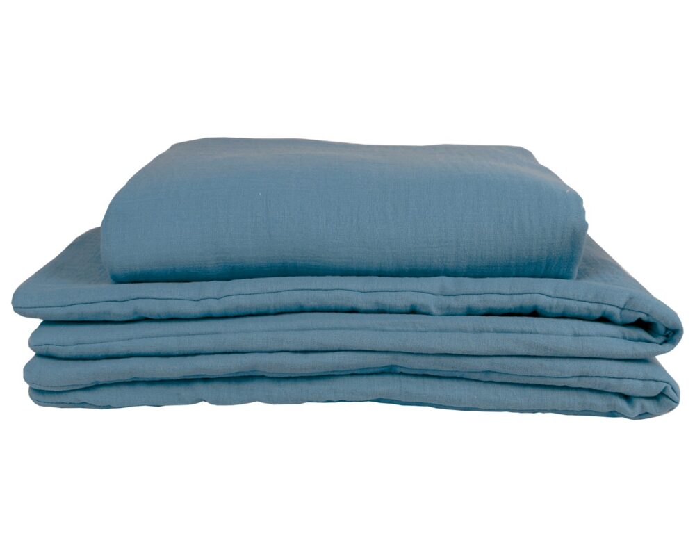 Muslin Duvet and Pillow Set – Denim Blue
