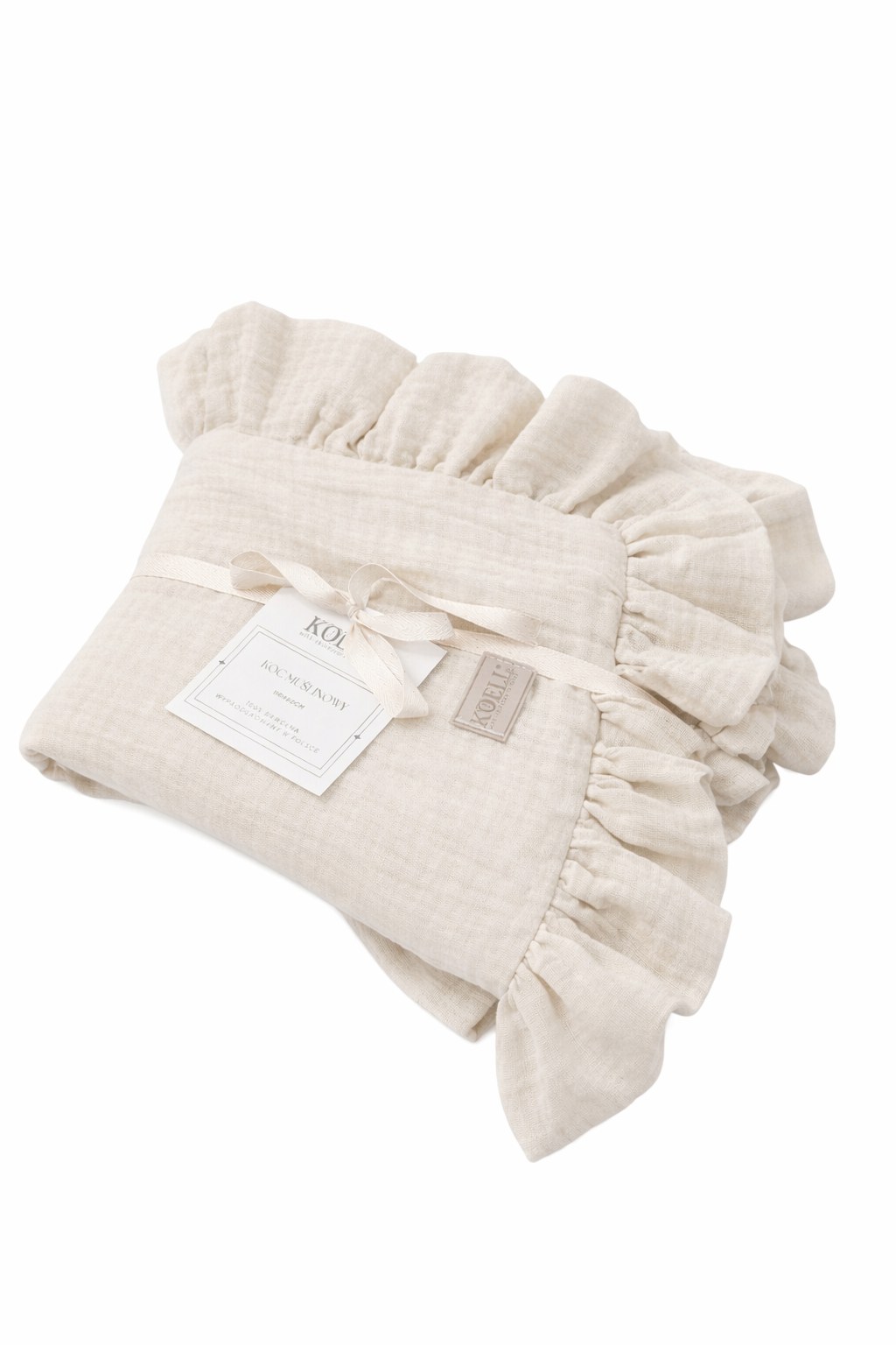 Muslin Blanket with Ruffle 110 × 85 cm – Beige Muslin Blanket with Ruffle 110 × 85 cm – Beige