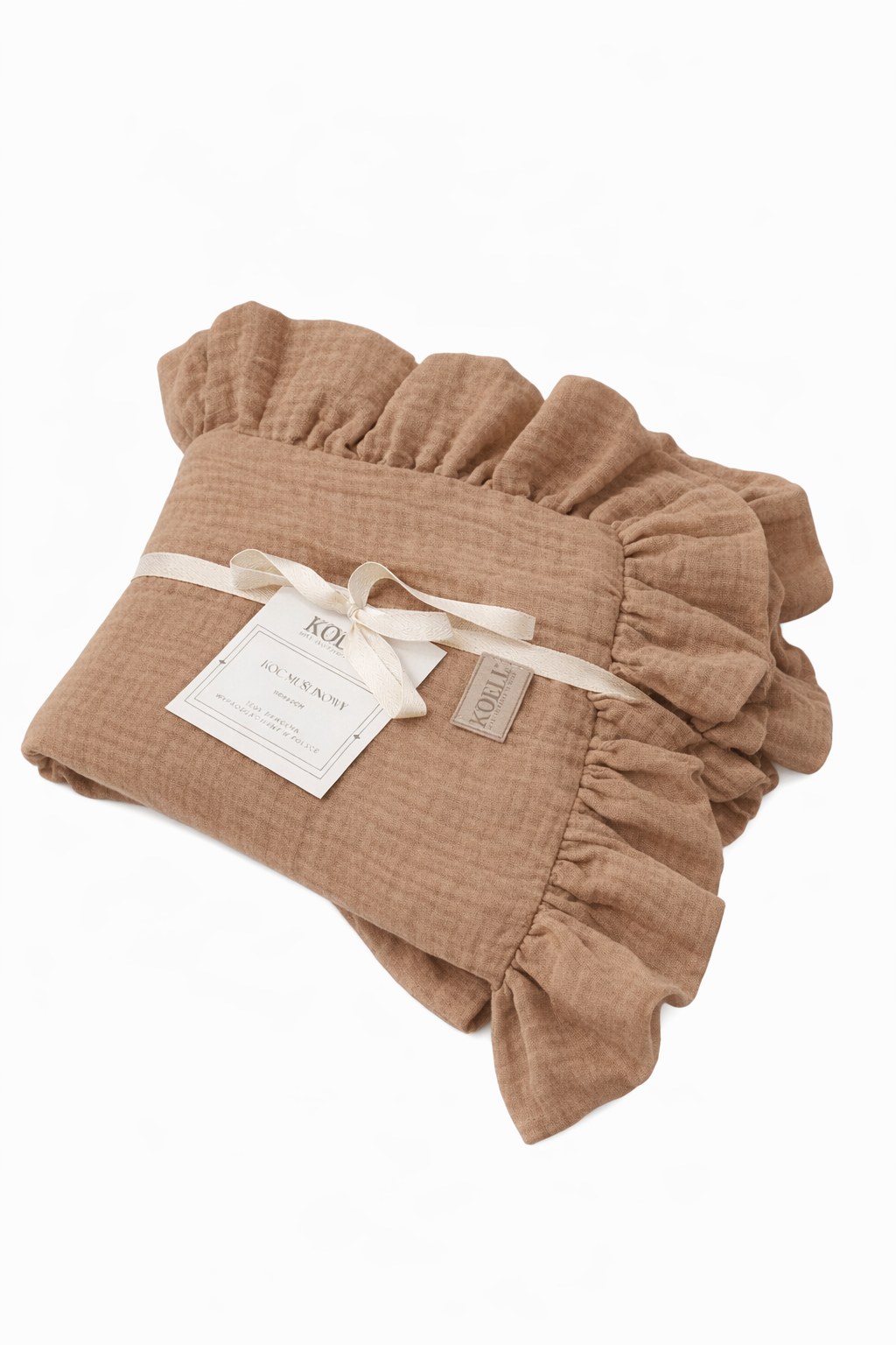 Muslin Blanket with Ruffle 110 × 85 cm – Cappuccino Muslin Blanket with Ruffle 110 × 85 cm – Cappuccino
