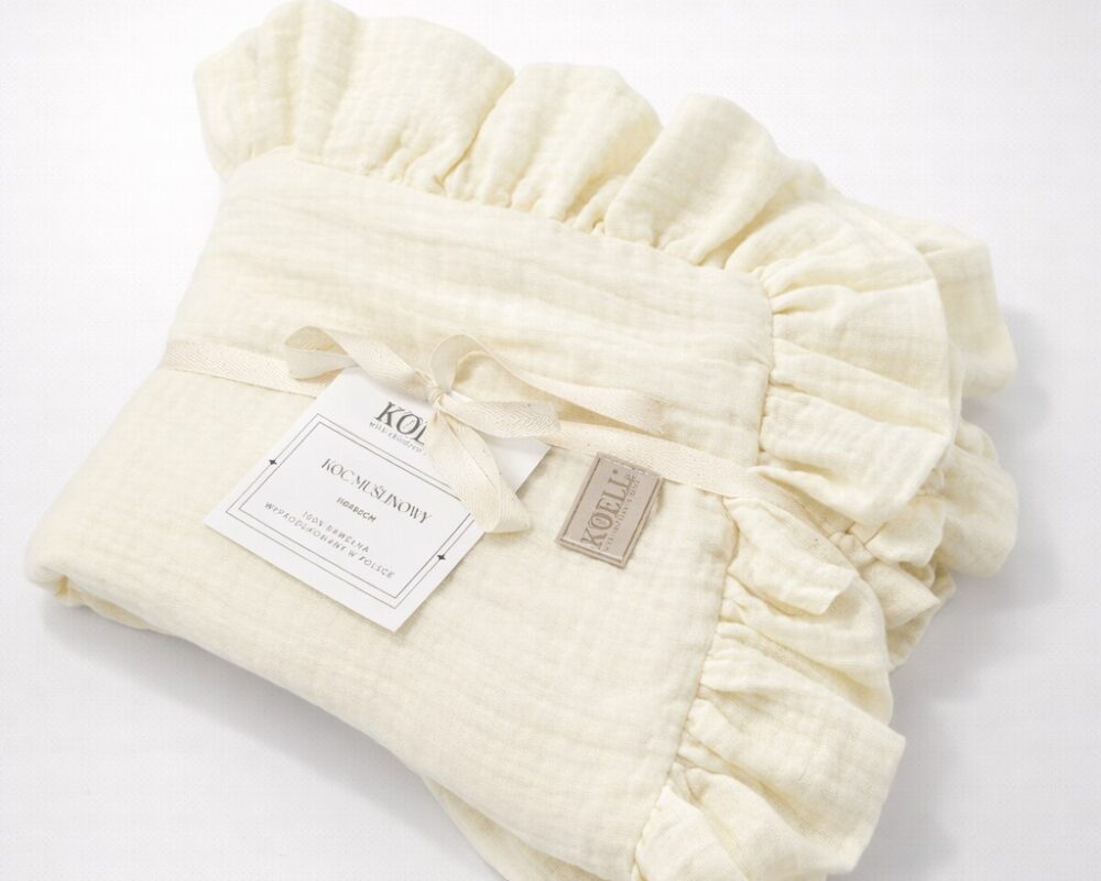 Muslin Blanket with Ruffle 110 × 85 cm – Ecru Muslin Blanket with Ruffle 110 × 85 cm – Ecru