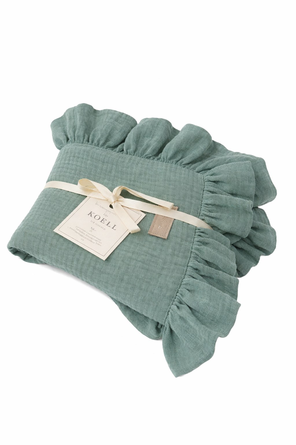 Muslin Blanket with Ruffle 110 × 85 cm – Bottle Green Muslin Blanket with Ruffle 110 × 85 cm – Bottle Green