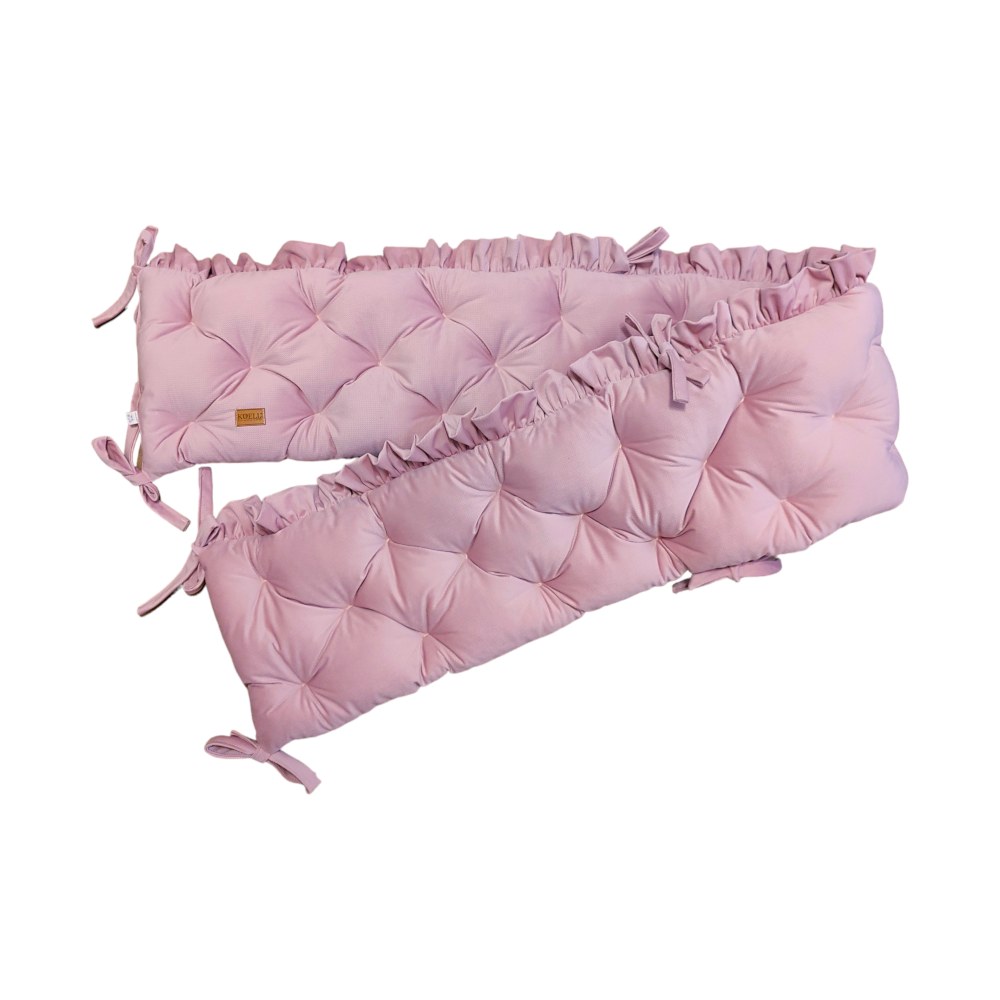 Quilted Velvet Cot Bumper with Ruffle – Dusty Pink Quilted Velvet Cot Bumper with Ruffle – Dusty Pink