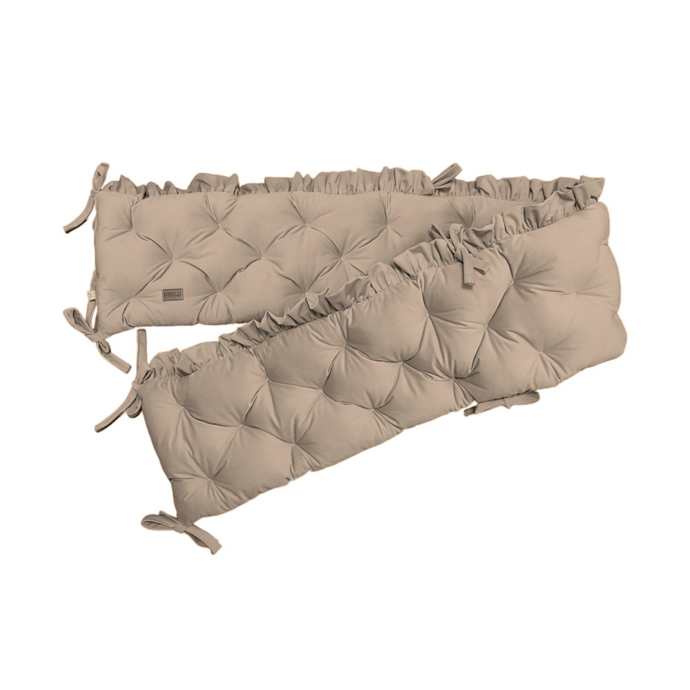 Quilted Velvet Cot Bumper with Ruffle – Cappuccino Quilted Velvet Cot Bumper with Ruffle – Cappuccino