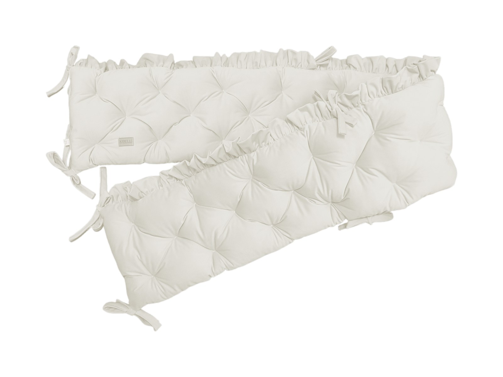 Quilted Velvet Cot Bumper with Ruffle – Cream Quilted Velvet Cot Bumper with Ruffle – Cream