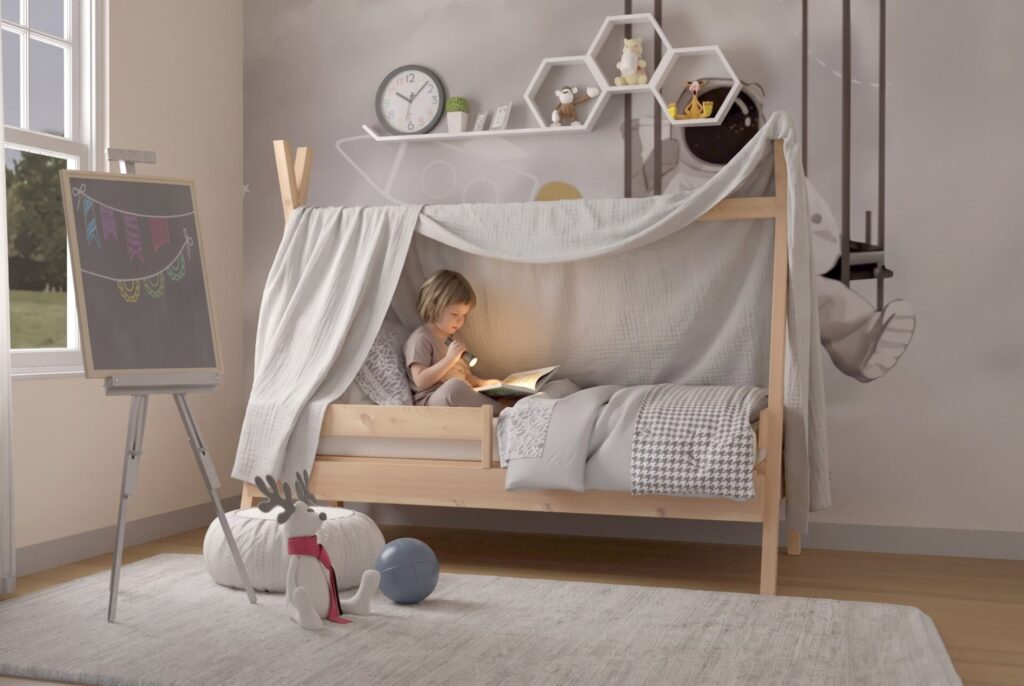Tipi PLUS Pine Bed – everyday life