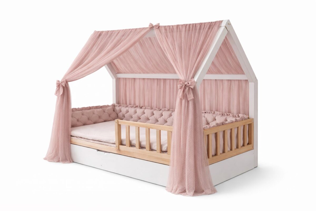 Tulle Curtain for the House Bed – Dusty Pink Tulle Curtain for the House Bed – Dusty Pink
