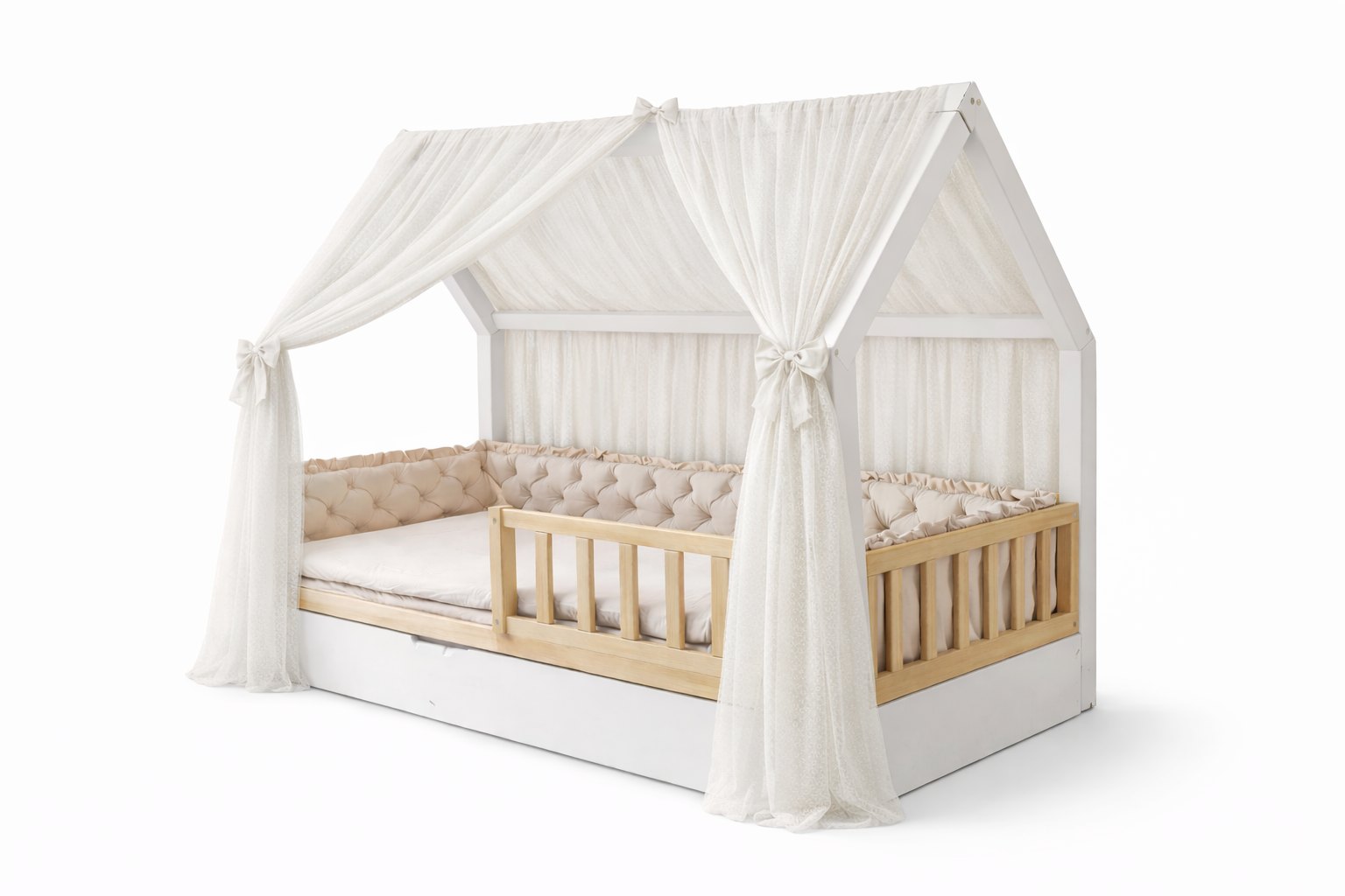 Tulle Curtain for the House Bed – Cream White Tulle Curtain for the House Bed – Cream White